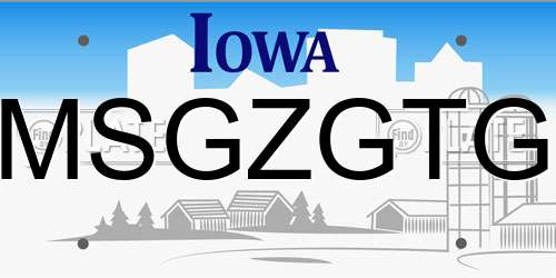 MSGZGTG Iowa License Plate