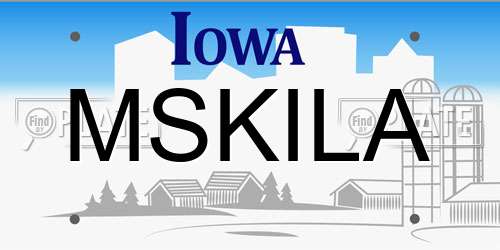MSKILA Iowa License Plate