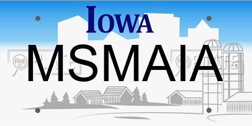 MSMAIA Iowa License Plate