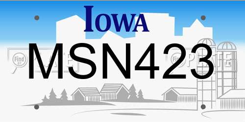 MSN423 Iowa License Plate