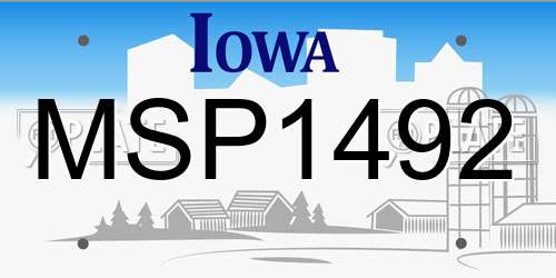 MSP1492 Iowa License Plate
