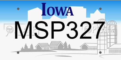 MSP327 Iowa License Plate