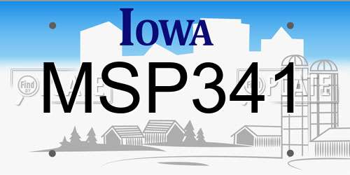 MSP341 Iowa License Plate