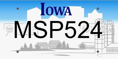MSP524 Iowa License Plate