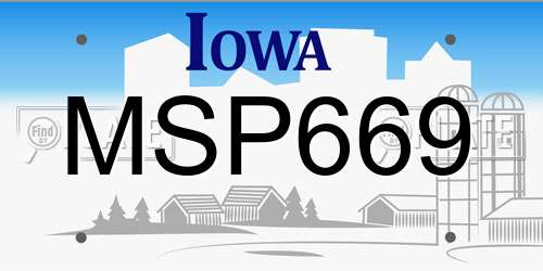 MSP669 Iowa License Plate