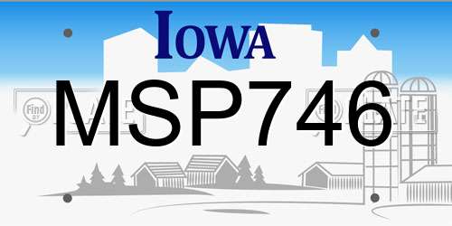 MSP746 Iowa License Plate