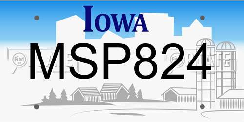 MSP824 Iowa License Plate