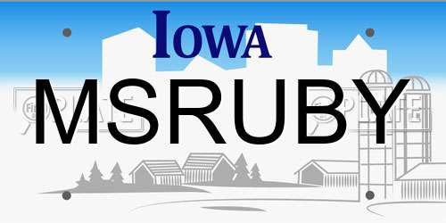 MSRUBY Iowa License Plate