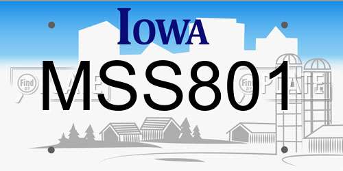 MSS801 Iowa License Plate