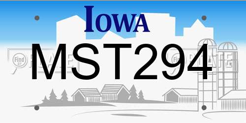 MST294 Iowa License Plate