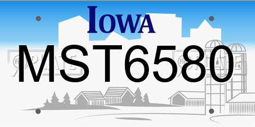 MST6580 Iowa License Plate