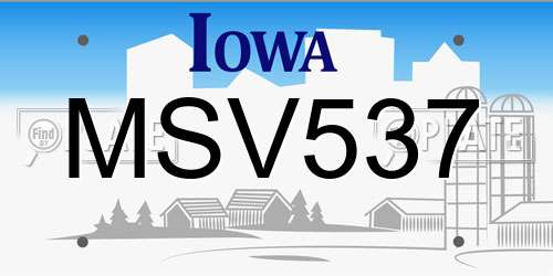 MSV537 Iowa License Plate