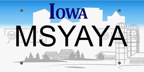 MSYAYA Iowa License Plate