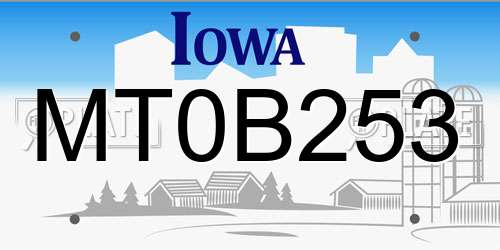 MT0B253 Iowa License Plate