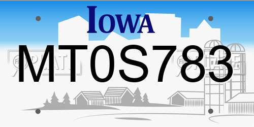 MT0S783 Iowa License Plate