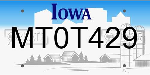 MT0T429 Iowa License Plate