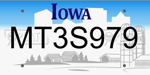MT3S979 Iowa License Plate
