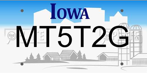 MT5T2G Iowa License Plate
