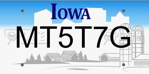 MT5T7G Iowa License Plate