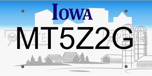 MT5Z2G Iowa License Plate