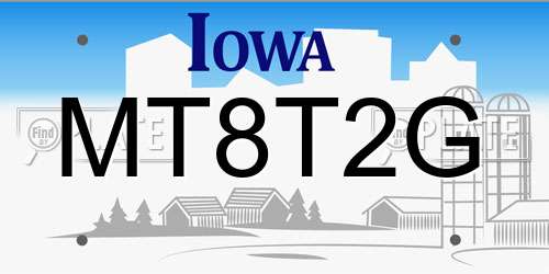 MT8T2G Iowa License Plate