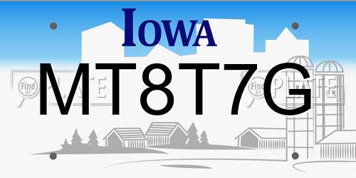 MT8T7G Iowa License Plate