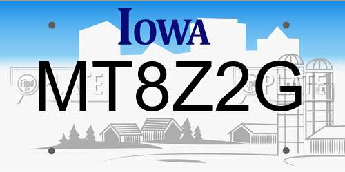 MT8Z2G Iowa License Plate