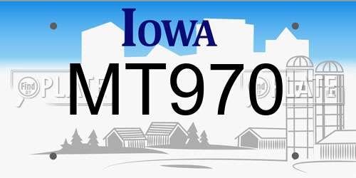 MT970 Iowa License Plate