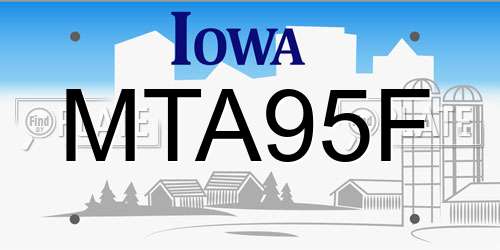MTA95F Iowa License Plate