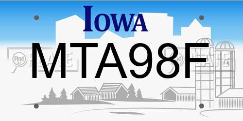 MTA98F Iowa License Plate