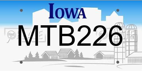 MTB226 Iowa License Plate