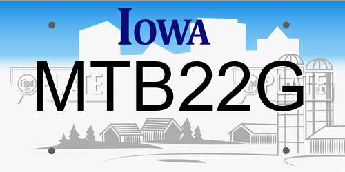MTB22G Iowa License Plate