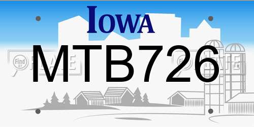 MTB726 Iowa License Plate
