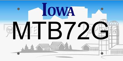MTB72G Iowa License Plate