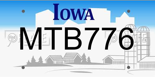 MTB776 Iowa License Plate