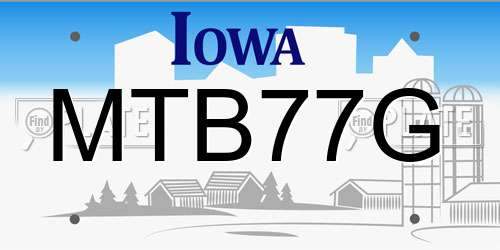MTB77G Iowa License Plate