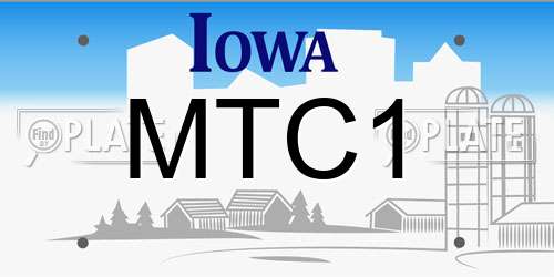 MTC1 Iowa License Plate