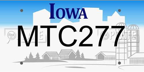 MTC277 Iowa License Plate