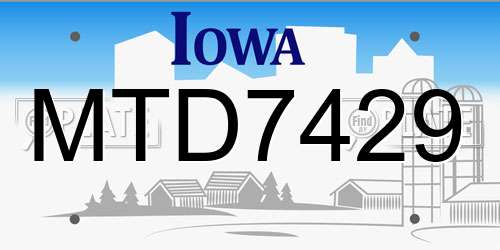 MTD7429 Iowa License Plate