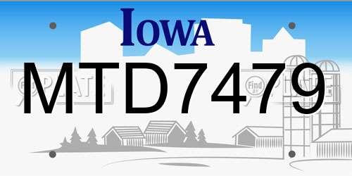 MTD7479 Iowa License Plate