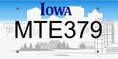 MTE379 Iowa License Plate