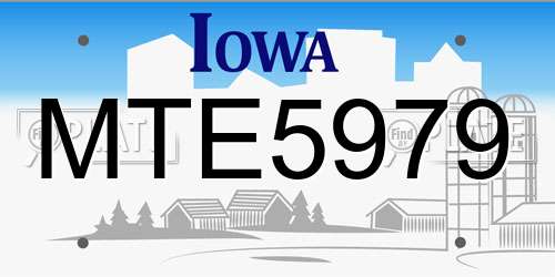 MTE5979 Iowa License Plate