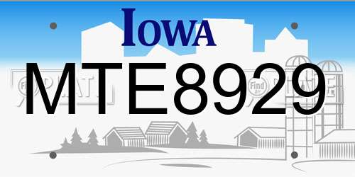 MTE8929 Iowa License Plate
