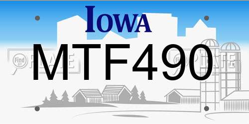 MTF490 Iowa License Plate