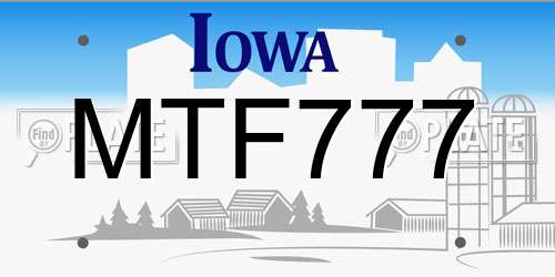 MTF777 Iowa License Plate