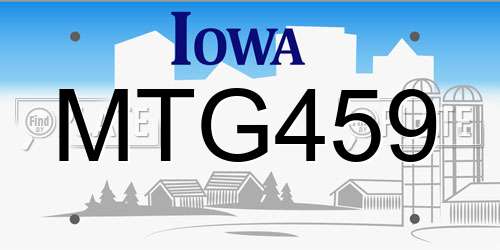 MTG459 Iowa License Plate