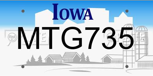 MTG735 Iowa License Plate