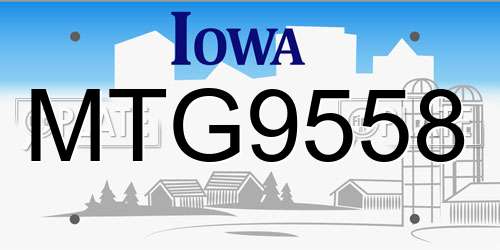 MTG9558 Iowa License Plate