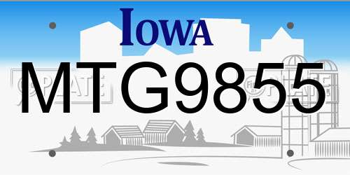 MTG9855 Iowa License Plate