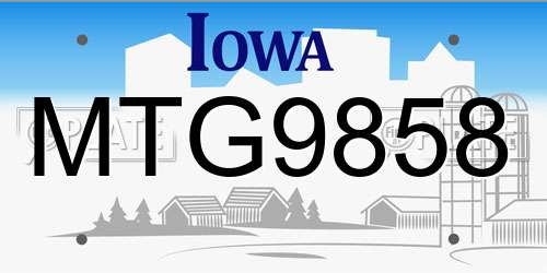 MTG9858 Iowa License Plate